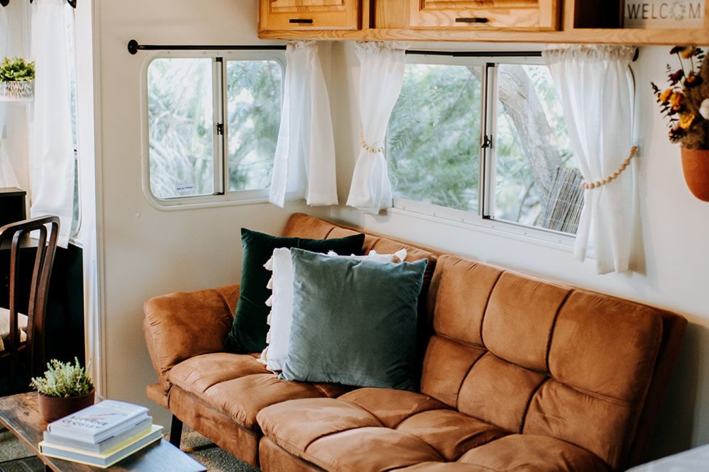 This futon folds out into a small bed for one person or two children.