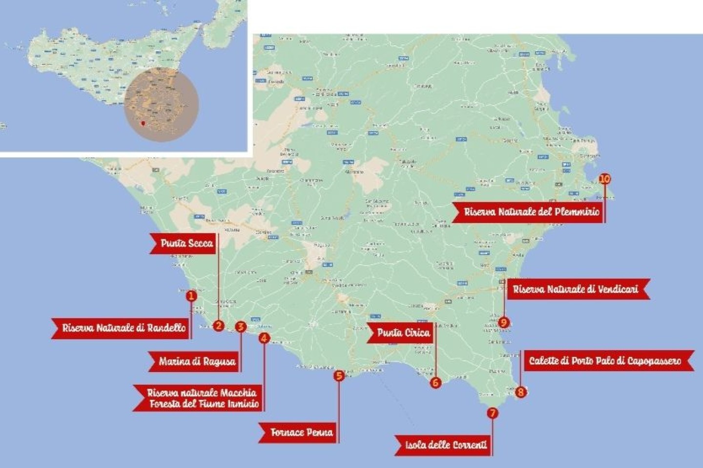 MAP OF SOUTH EAST SICILY