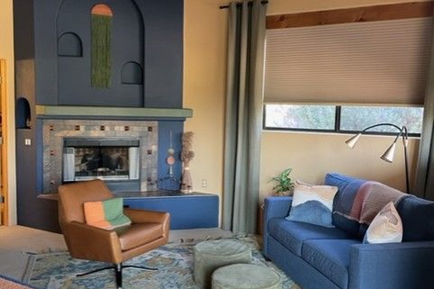 Light up the fire place for  romantic ambiance.