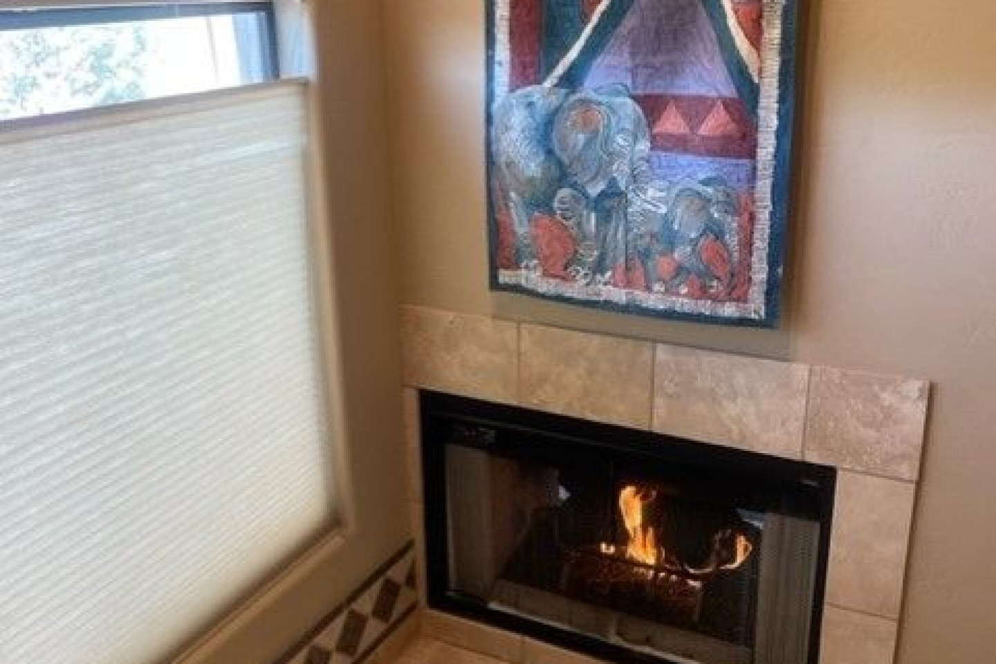 Gaze into the fireplace while soaking in the jacuzzi tub.
