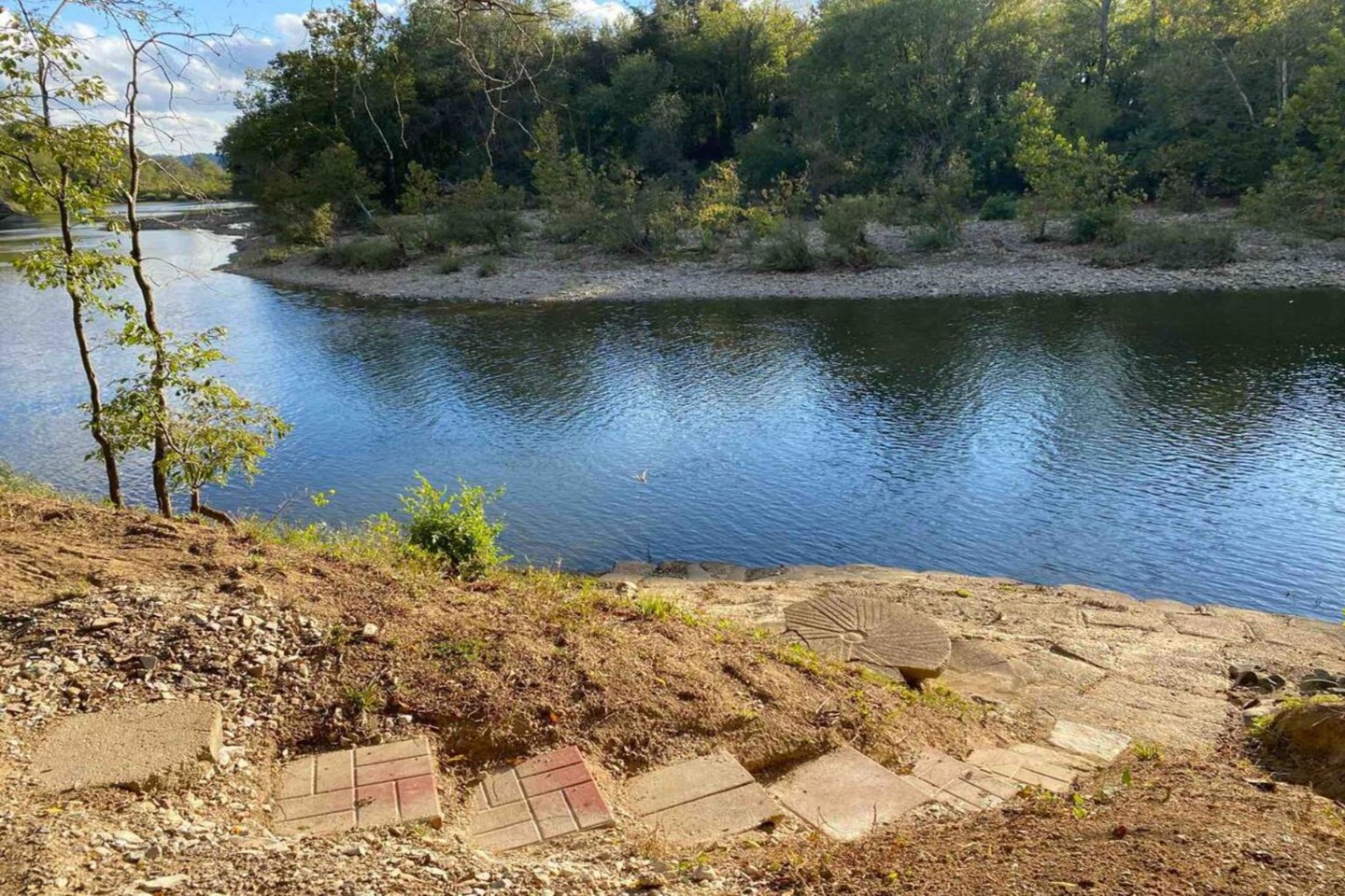 Stairs down to the river access area